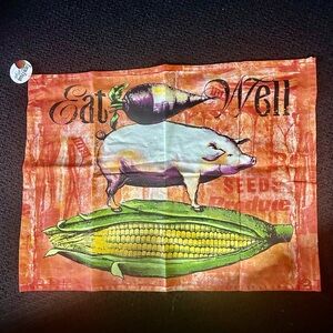 Farm Fresh " EAT WELL 🐖 🌽 " Kitchen Towel